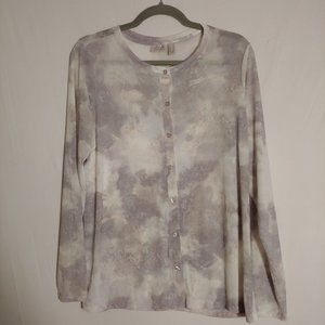 Logos lauer by Lori Goldstein gray and white sheer button shirt S